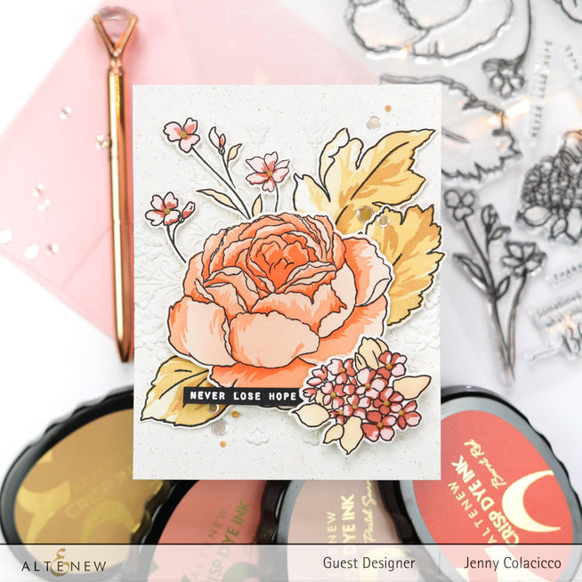 Altenew Stamp & Die & Stencil Bundle Tranquility Rose Stamp & Die & Coloring Stencil Bundle