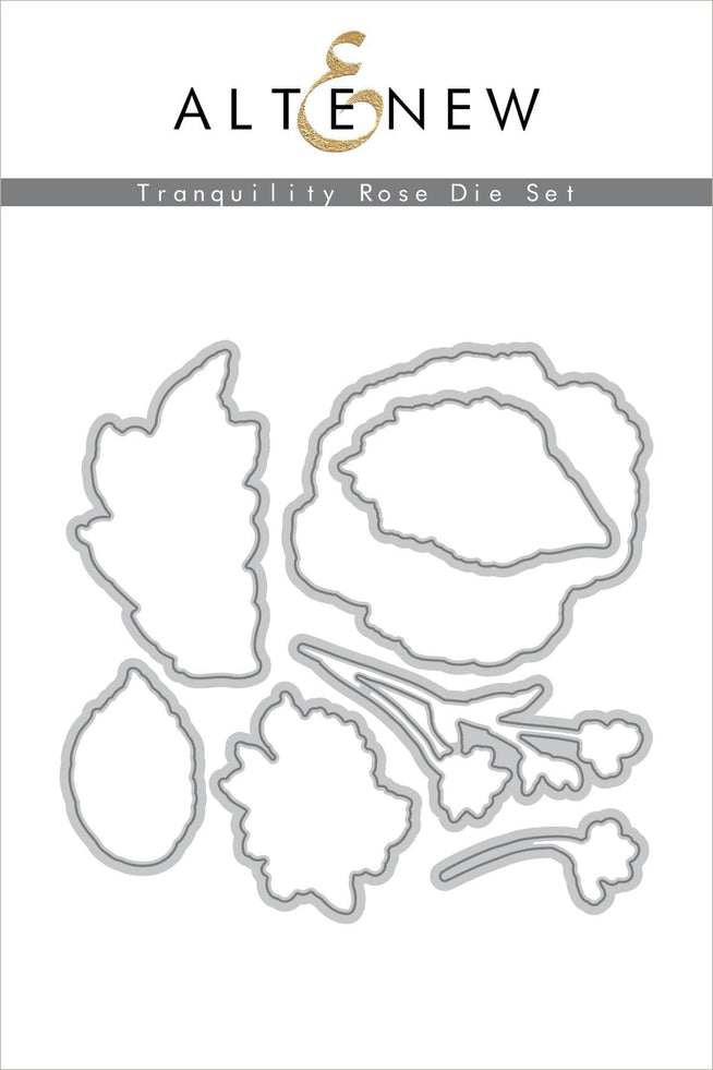Altenew Stamp & Die & Stencil Bundle Tranquility Rose Stamp & Die & Coloring Stencil Bundle