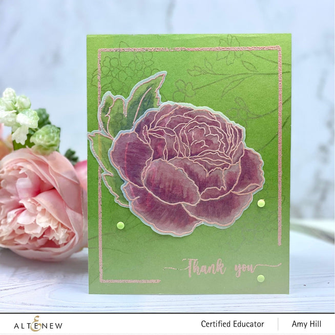 Altenew Stamp & Die & Stencil Bundle Tranquility Rose Stamp & Die & Coloring Stencil Bundle