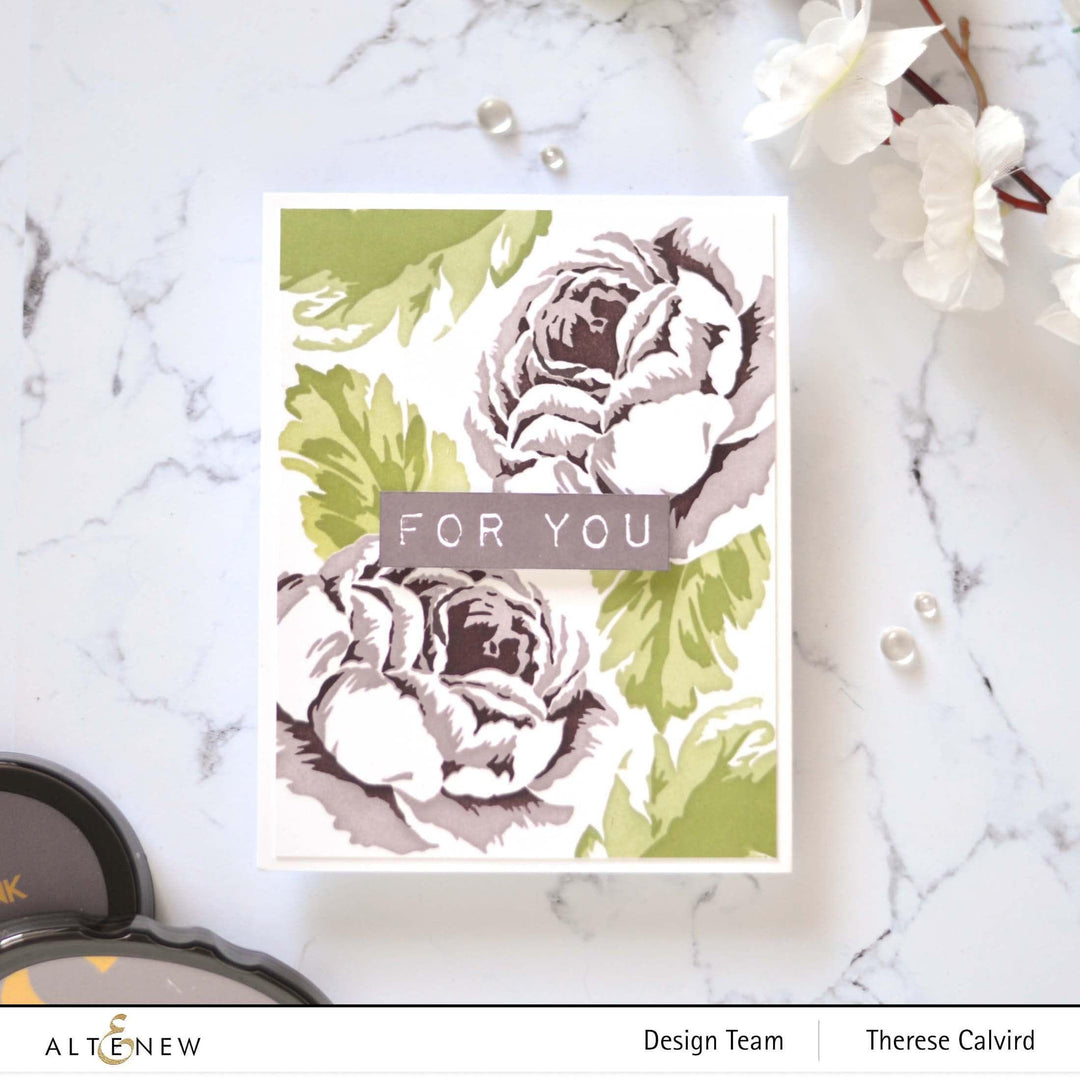 Altenew Stamp & Die & Stencil Bundle Tranquility Rose Stamp & Die & Coloring Stencil Bundle
