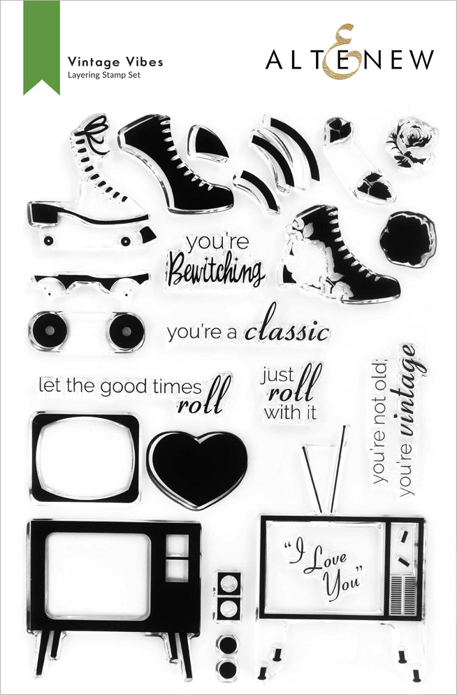 Altenew Stamp & Die & Stencil Bundle Vintage Vibes Stamp & Die & Coloring Stencil Bundle
