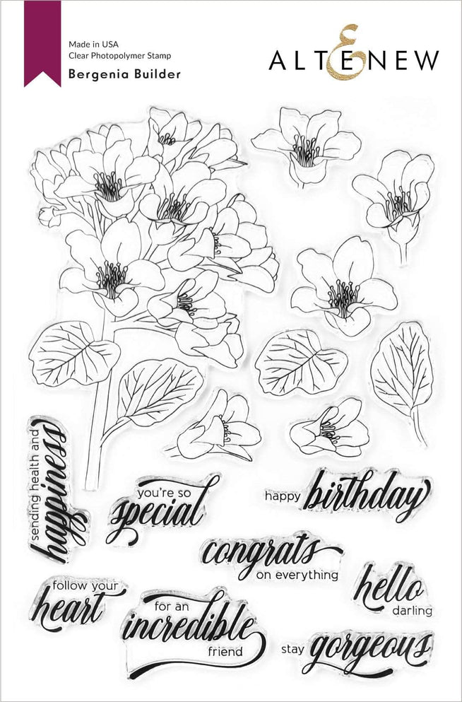 Altenew Stamp & Die & Stencil Bundle Bergenia Builder