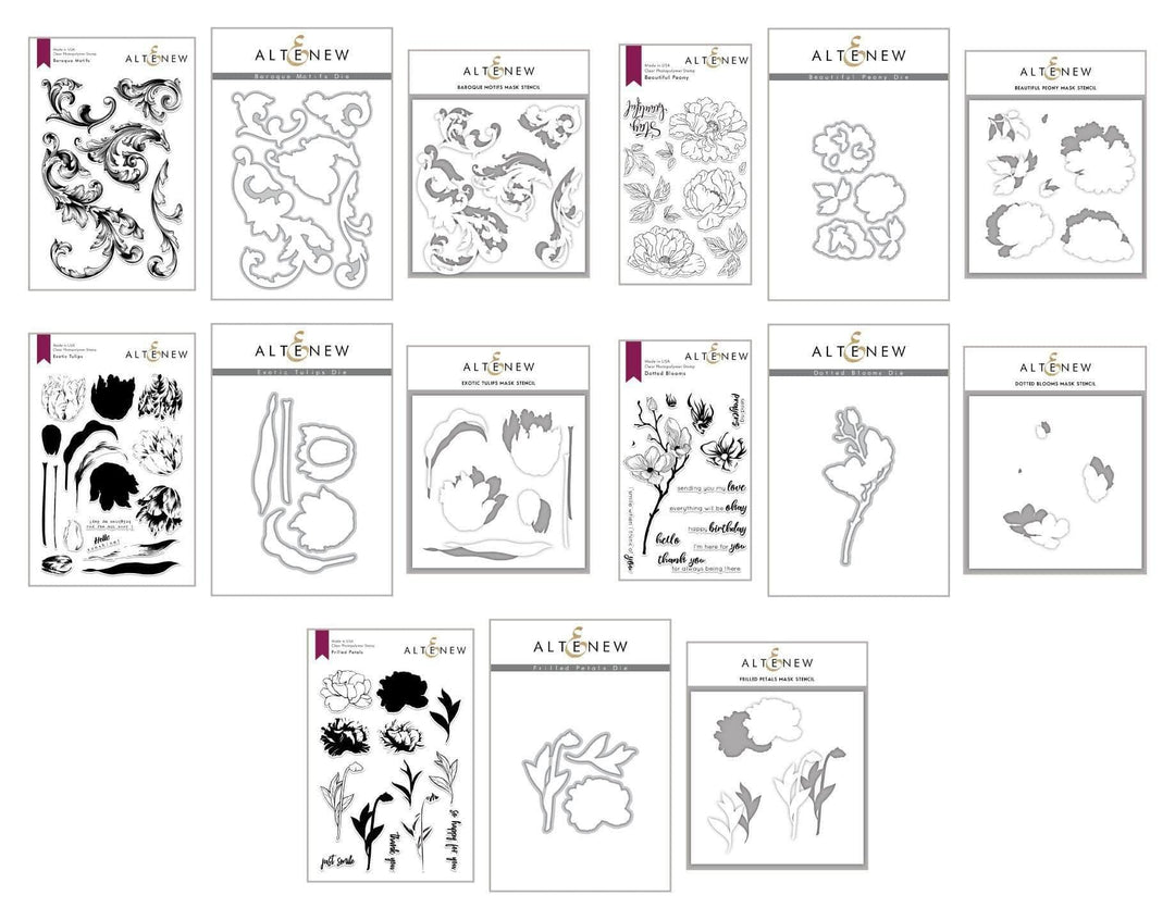 Altenew Stamp & Die & Stencil Bundle Z - Better Together Coordinating Stamp & Die & Mask Stencil Bundle