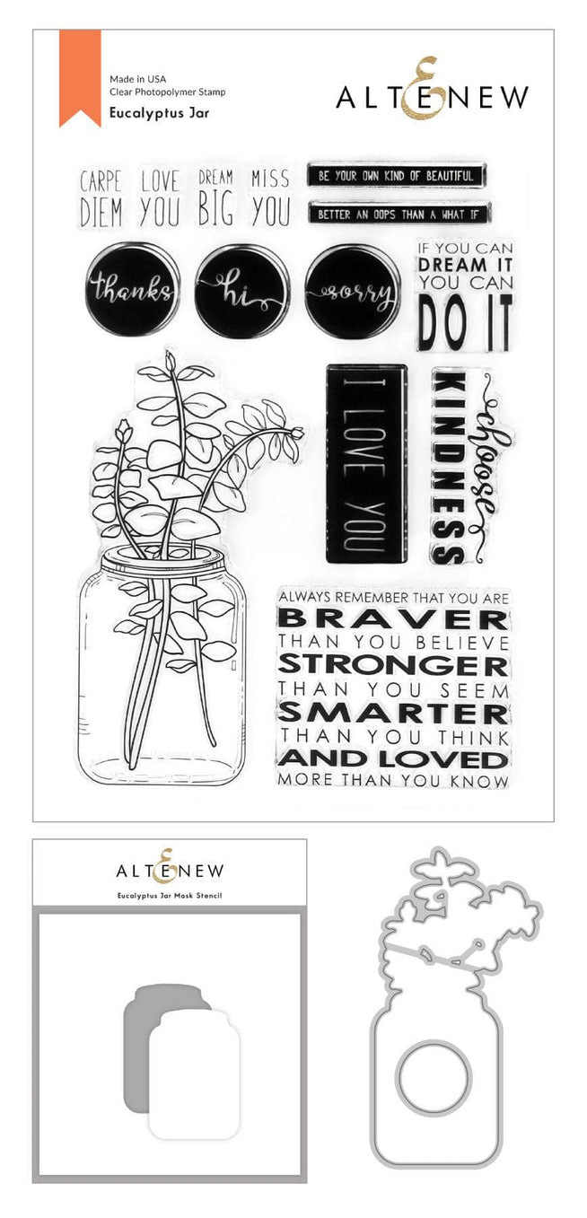 Altenew Stamp & Die & Stencil Bundle Eucalyptus Jar Stamp & Die & Mask Stencil Bundle