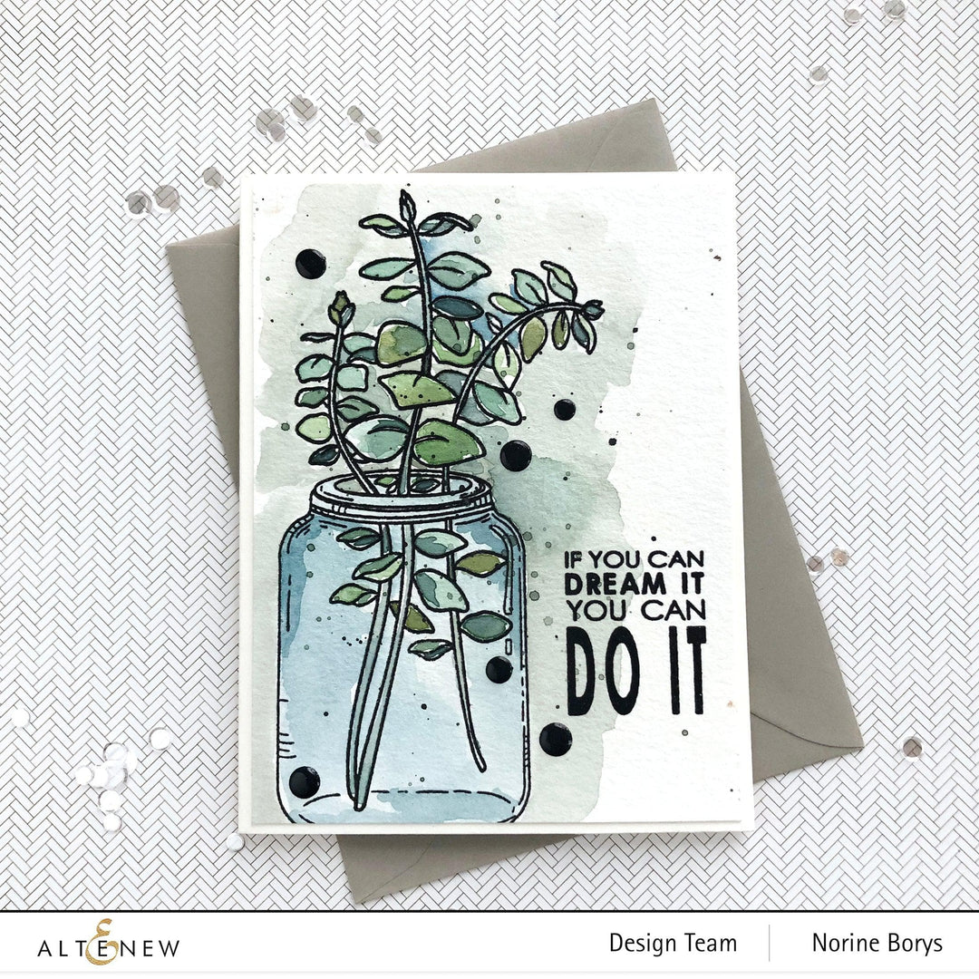 Altenew Stamp & Die & Stencil Bundle Eucalyptus Jar Stamp & Die & Mask Stencil Bundle