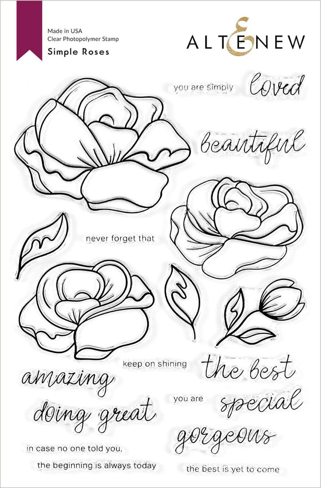 Altenew Stamp & Die & Stencil Bundle Simple Roses Stamp & Die & Mask Stencil Bundle