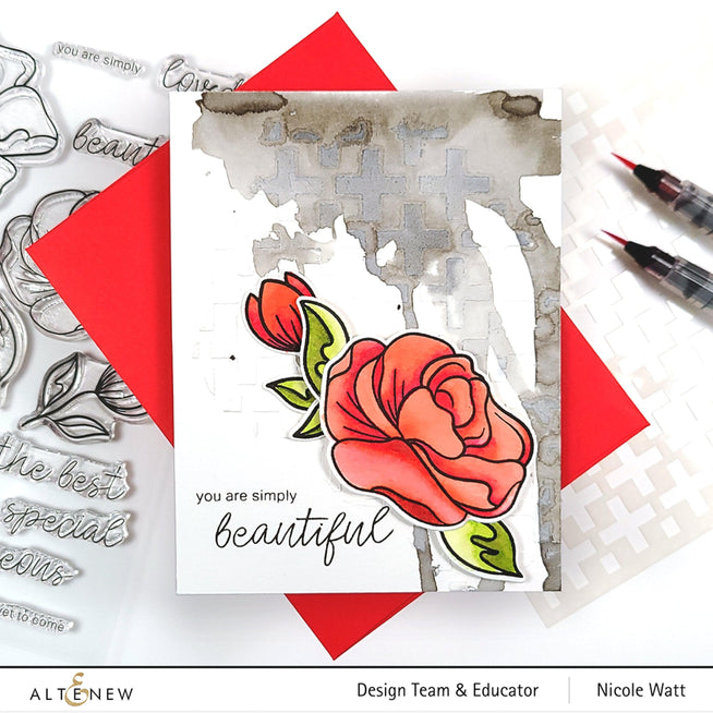 Altenew Stamp & Die & Stencil Bundle Simple Roses Stamp & Die & Mask Stencil Bundle