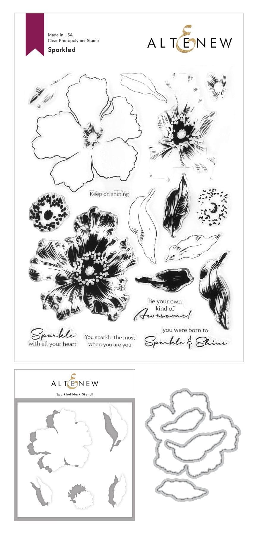 Altenew Stamp & Die & Stencil Bundle Sparkled Stamp & Die & Mask Stencil Bundle