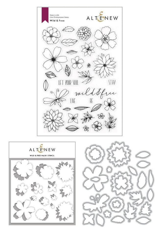 Altenew Stamp & Die & Stencil Bundle Wild & Free Stamp & Die & Mask Stencil Bundle