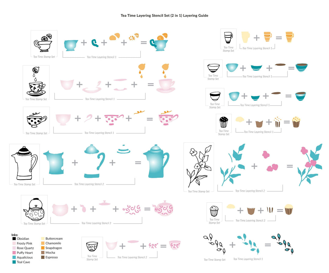 Altenew Stamp & Stencil Bundle Tea Time Stamp & Stencil Bundle