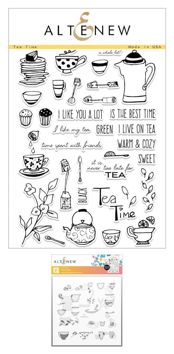 Altenew Stamp & Stencil Bundle Tea Time Stamp & Stencil Bundle