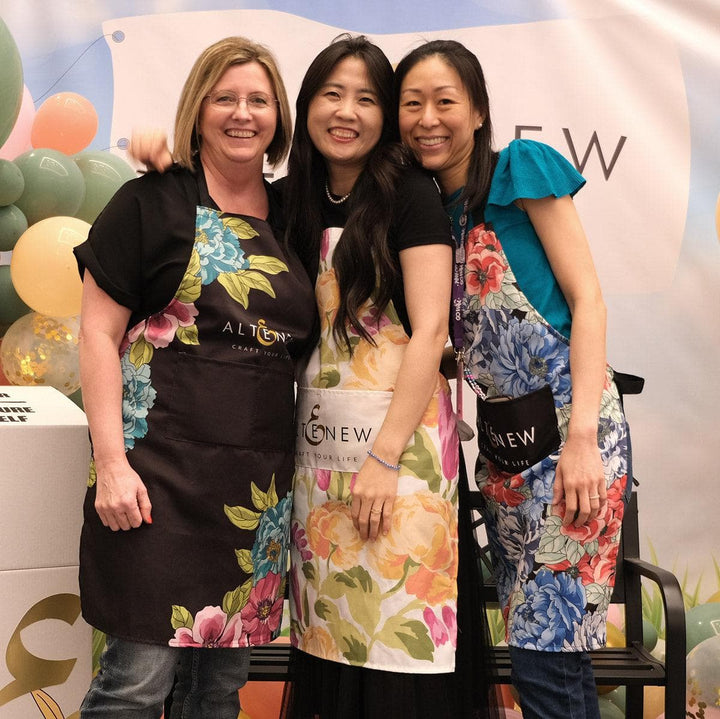 Artsy Apron: Yellow & Pink Ornamental Bouquet - White