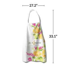 Artsy Apron: Yellow & Pink Ornamental Bouquet - White