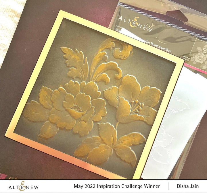 EXP Factors Stencil Craft Your Life Project Kit: Floral Acanthus Add-on Layering Stencil for Embossing Folder (4 in 1)