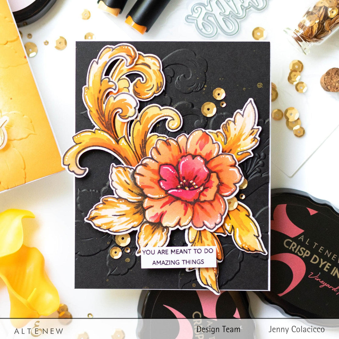 EXP Factors Stencil Craft Your Life Project Kit: Floral Acanthus Add-on Layering Stencil for Embossing Folder (4 in 1)