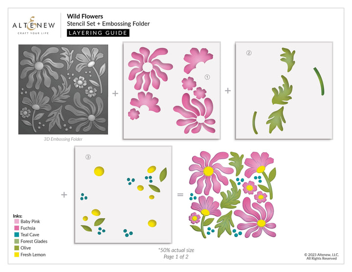 Altenew Stencil & Die & Embossing Folder Bundle Wild Flowers