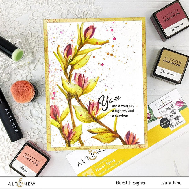 EXP Factors Stencil Floral Sprig Simple Coloring Stencil Set (2 in 1)