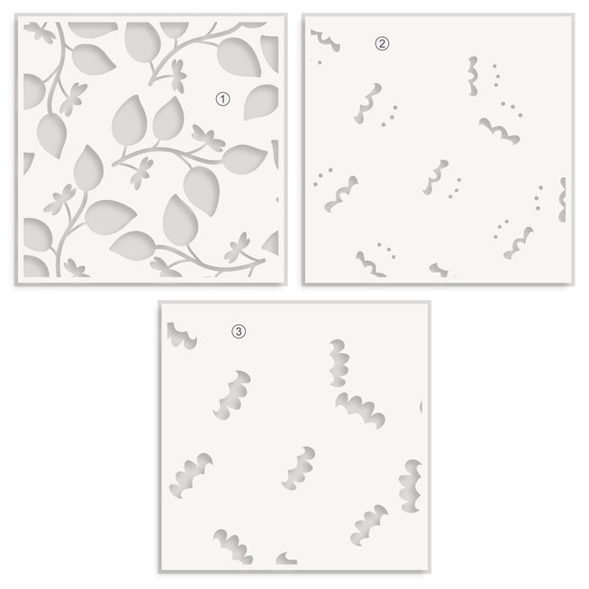 EXP Factors Stencil Folk Flowers Stencil Set (3 in 1)