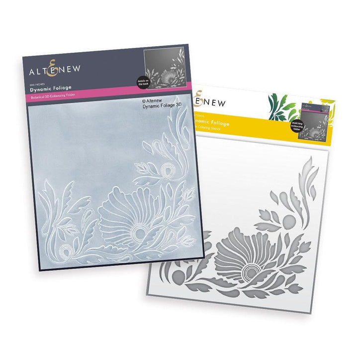 Altenew Stencil & Hot Foil Plate & Embossing Folder Bundle Dynamic Foliage