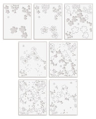 Stencil Art: Ditsy Flowers Wallpaper Layering Stencil Set (7 in 1)
