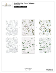 Stencil Art: Ditsy Flowers Wallpaper Layering Stencil Set (7 in 1)