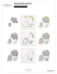 Stencil Art: White Cap Peonies Layering Stencil Set (6 in 1)