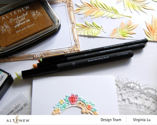 Altenew detailed blending brush set with angled bristles for precise makeup or crafting application, displayed in a close-up image.