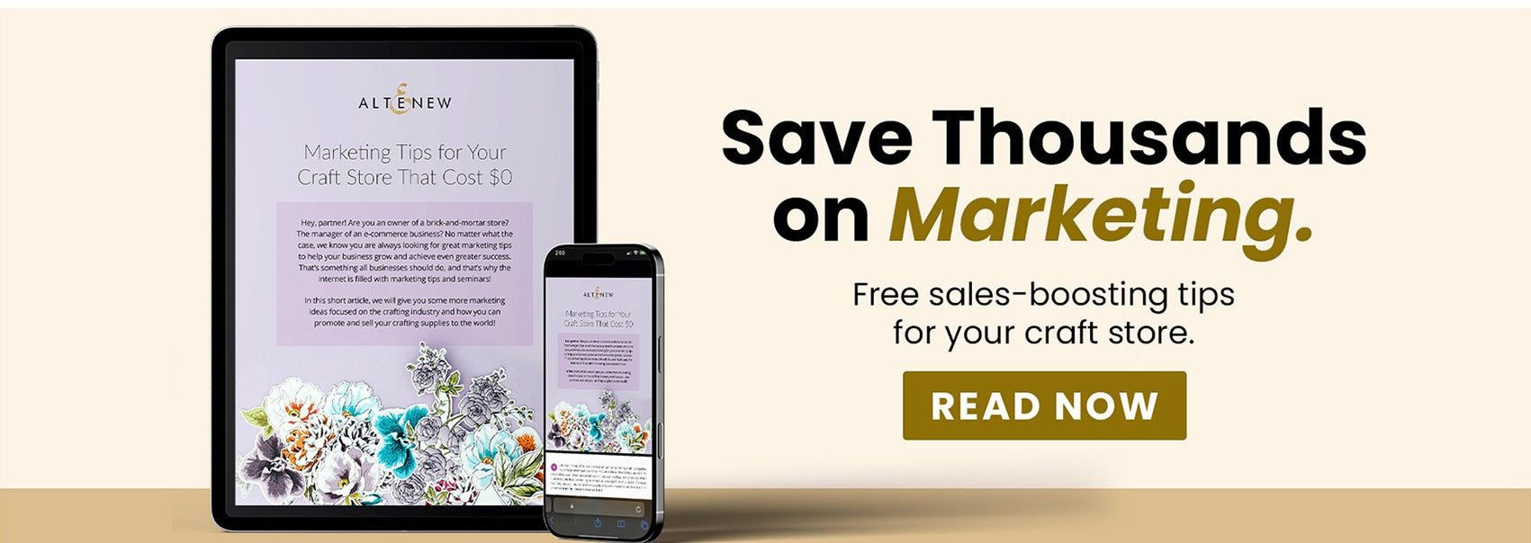 Save thousands on marketing. Free sales-boosting tips for your craft store. Read now.